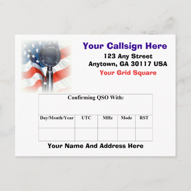 Tarjeta QSL de radio amateur (Anverso)