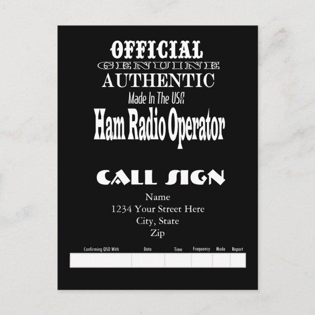 Tarjeta QSL de Radio Ham de Estados Unidos de orig (Anverso)