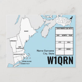 Tarjeta QSL Mapa de Nueva Inglaterra