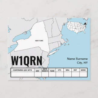 Tarjeta QSL Mapa del Estado de Nueva York