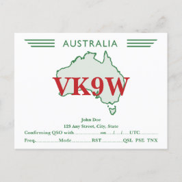 Tarjeta QSL Retro Australia Mapa Verde