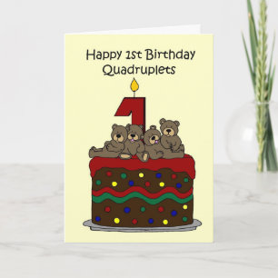 Tarjeta Quadruplets primer cumpleaños