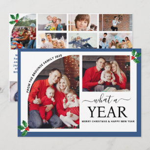 Tarjeta Qué año más Navidades de Collage de fotos múltiple