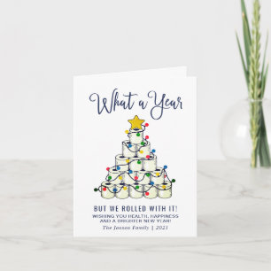 Tarjeta Qué año más Navidades saludan las vacaciones