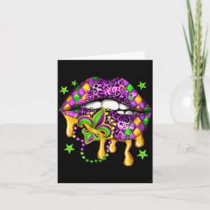 Tarjeta Que comiencen las travesuras labios de mardi gras