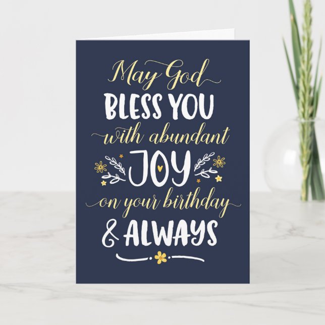 Tarjeta Que Dios te bendiga con alegría en tu cumpleaños (Anverso)