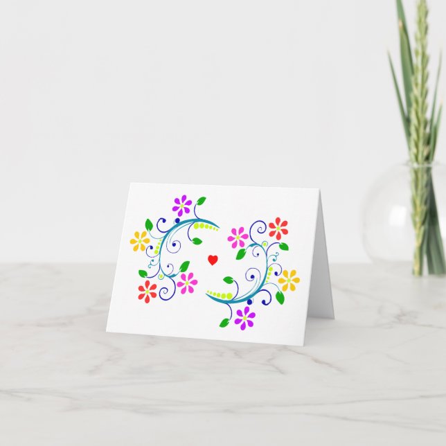 Tarjeta Que Dios te bendiga, con flores, relámpagos y un c (Anverso)