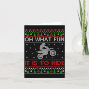 Tarjeta Qué divertido es andar en motocross navideño feo d