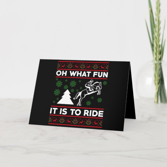 Tarjeta Qué divertido es montar a caballo UGLY Navidad (Anverso)