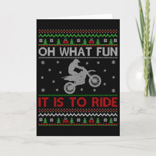 Tarjeta Qué divertido es montar en motocross navideño feo 