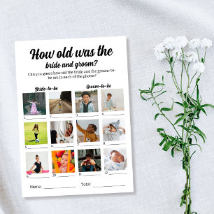 Tarjeta ¿Qué edad tenía el juego de Boda de fotos de Novia