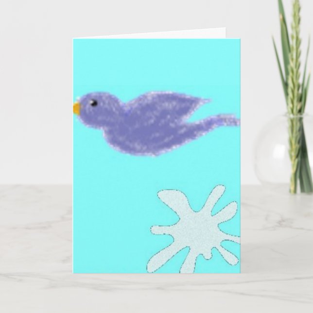 Tarjeta ¡Que el pajarito de la felicidad caiga sobre tu ca (Anverso)