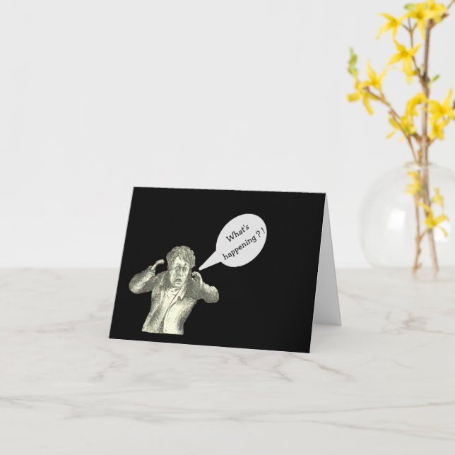 TARJETA "¡¿QUÉ ESTÁ PASANDO?!/SOLO COMPROBAR/PERSONALIZADO (flor amarilla)