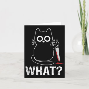 Tarjeta Qué_ - Gato Divertido Con Cuchillo Diseño Gráfico 