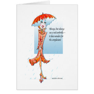 Tarjeta que hace frente del paraguas rojo