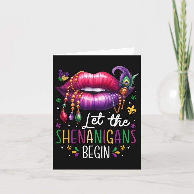 Tarjeta Que los Shenanigans comiencen el Mardi Gras Lips N (Anverso)
