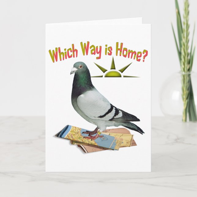 Tarjeta ¿Qué manera es hogar? Arte de la paloma (Anverso)