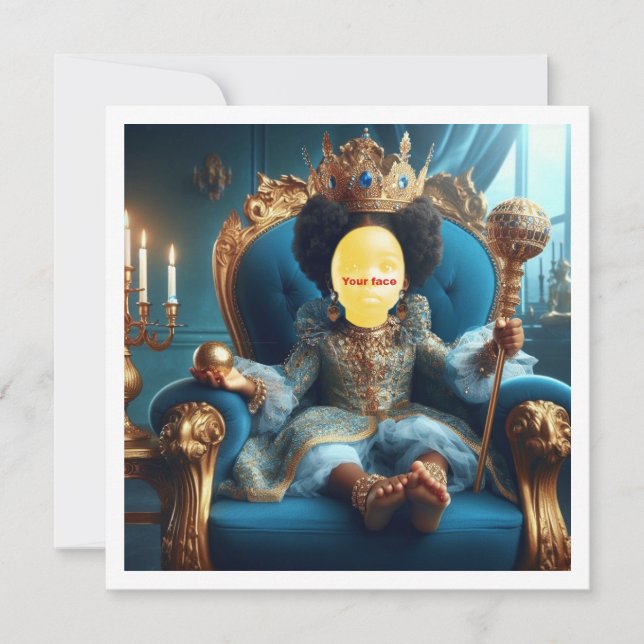 Tarjeta Que mi hijo sea real, princesa negra, reina negra (Anverso)