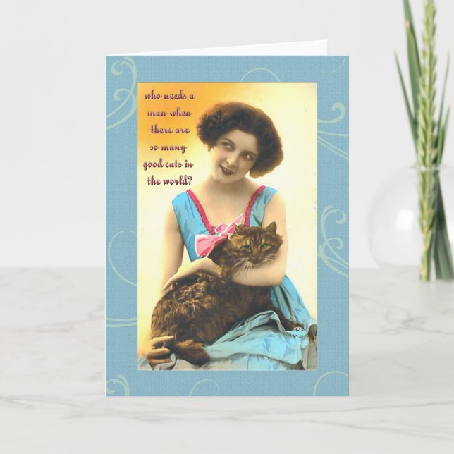 Tarjeta que necesita a un hombre tantos buenos gatos (Anverso)