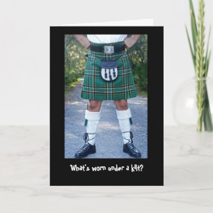 Tarjeta ¿Qué se usa debajo de un kilt?