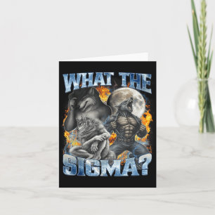 Tarjeta Qué Sigma Cool Divertido Alpha Wolf Hombre Lobo Bo