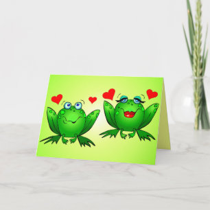Tarjeta Que tenga un día saltarín divertido con ranas de d