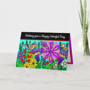 Tarjeta Que tenga un feliz día colorido, arte popular
