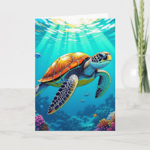 Tarjeta Que tengan un cumpleaños pacífico   Tortuga marina