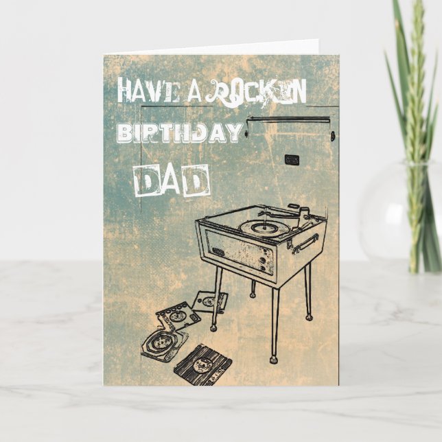 Tarjeta ¡Que tengas un papá de cumpleaños de Rockin! Tarje (Anverso)