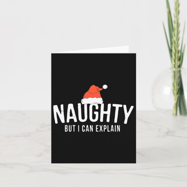 Tarjeta Qué travieso, pero puedo explicar Navidades divert (Anverso)