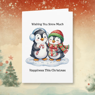 Tarjeta Que tu Navidad sea Alegre y Acogedora Pingüinos Li