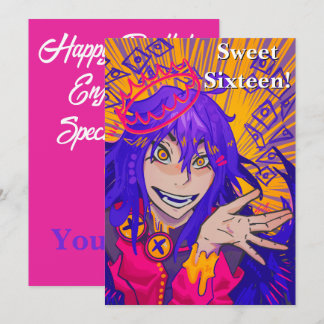 Tarjeta Queen anime sweet sixteen happy birthday