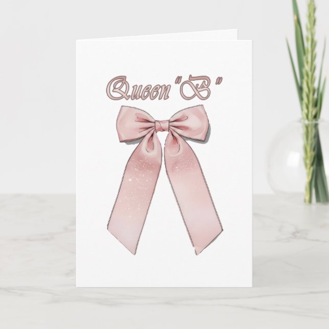 Tarjeta Queen B -  Pink chic bows (Anverso)