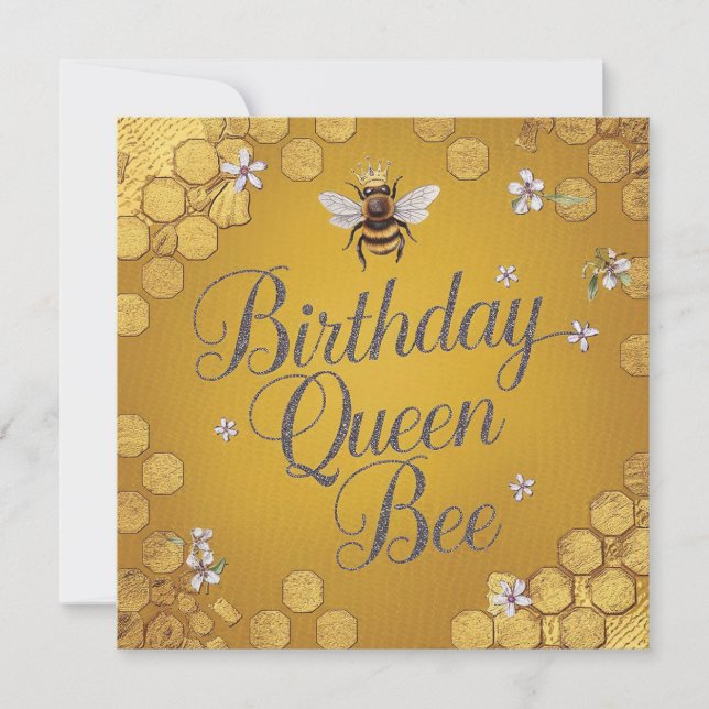 Tarjeta Queen Bee - Diseño elegante de Honeycomb de oro (Anverso)