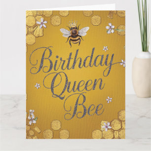 Tarjeta Queen Bee - Diseño elegante de Honeycomb de oro