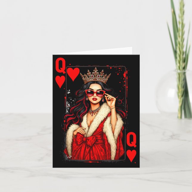 Tarjeta Queen Of Heart Playing Card Love Valentine Outfit  (Anverso)