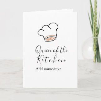 Tarjeta Queen of the kitchen chef cooking add name crown 