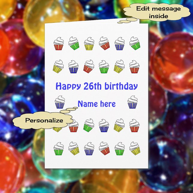 Tarjeta quequitos personalizados de 26 años (Subido por el creador)