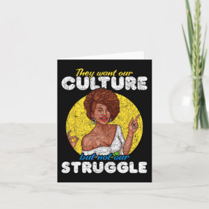Tarjeta Queremos nuestra cultura, no nuestra lucha, histor