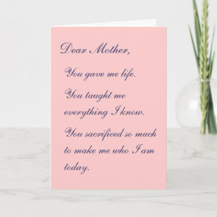 Tarjeta Querida madre