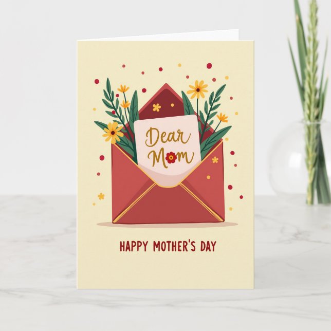 Tarjeta Querida Mamá Flor Roja (Anverso)