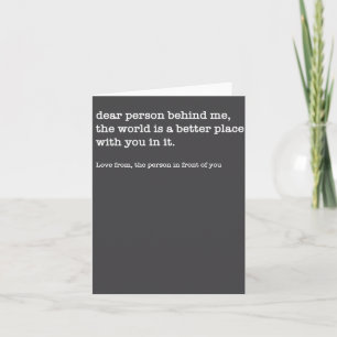 Tarjeta Querida Persona Detrás de Mí El Mundo Es Un Lugar 