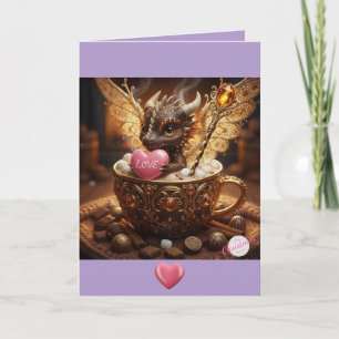 Tarjeta Queridísimo Dragón San Valentín-Cacao Caliente y T