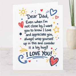 Tarjeta Querido Papá Abrazo Grande Te Amo Desde Lejos