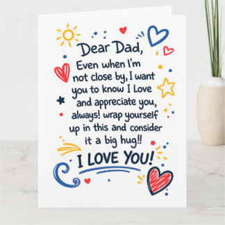 Tarjeta Querido Papá Abrazo Grande Te Amo Desde Lejos