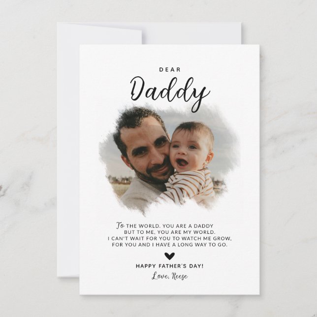 Tarjeta Querido Papá | Foto moderna corazón Día del Padre (Anverso)
