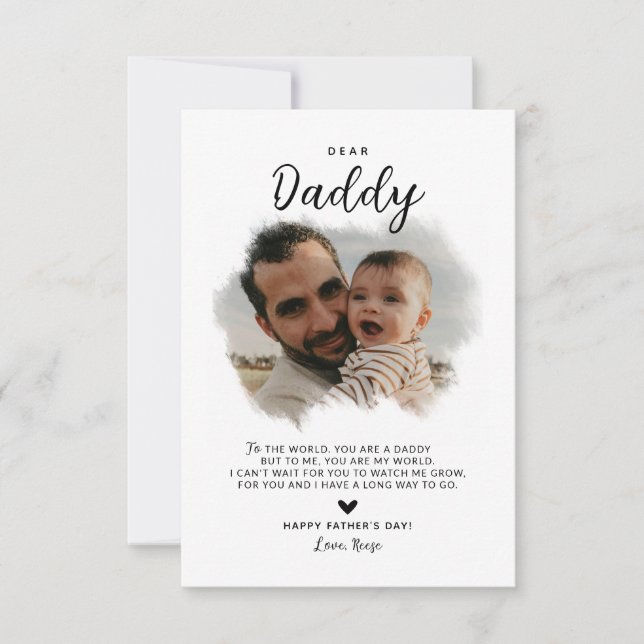 Tarjeta Querido Papá | Foto moderna corazón Día del Padre (Anverso)