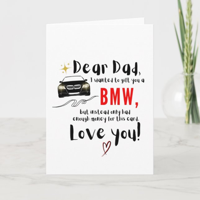 Tarjeta Querido papá y BMW (Anverso)
