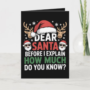 Tarjeta Querido Santa Cuánto Sabes Reno de Navidad