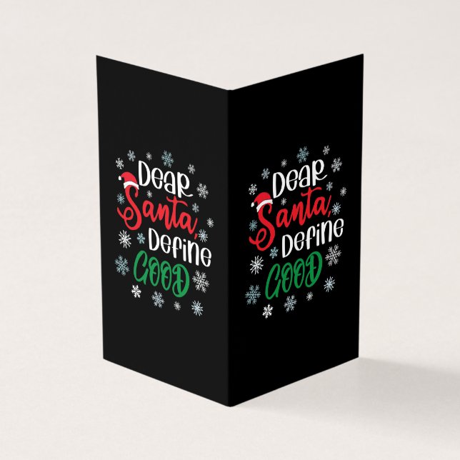Tarjeta Querido Santa Define Bueno Divertido Navidad (Exterior)